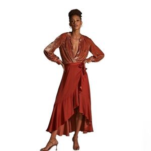 Anthropologie Maeve Ruffled Wrap Maxi Skirt
